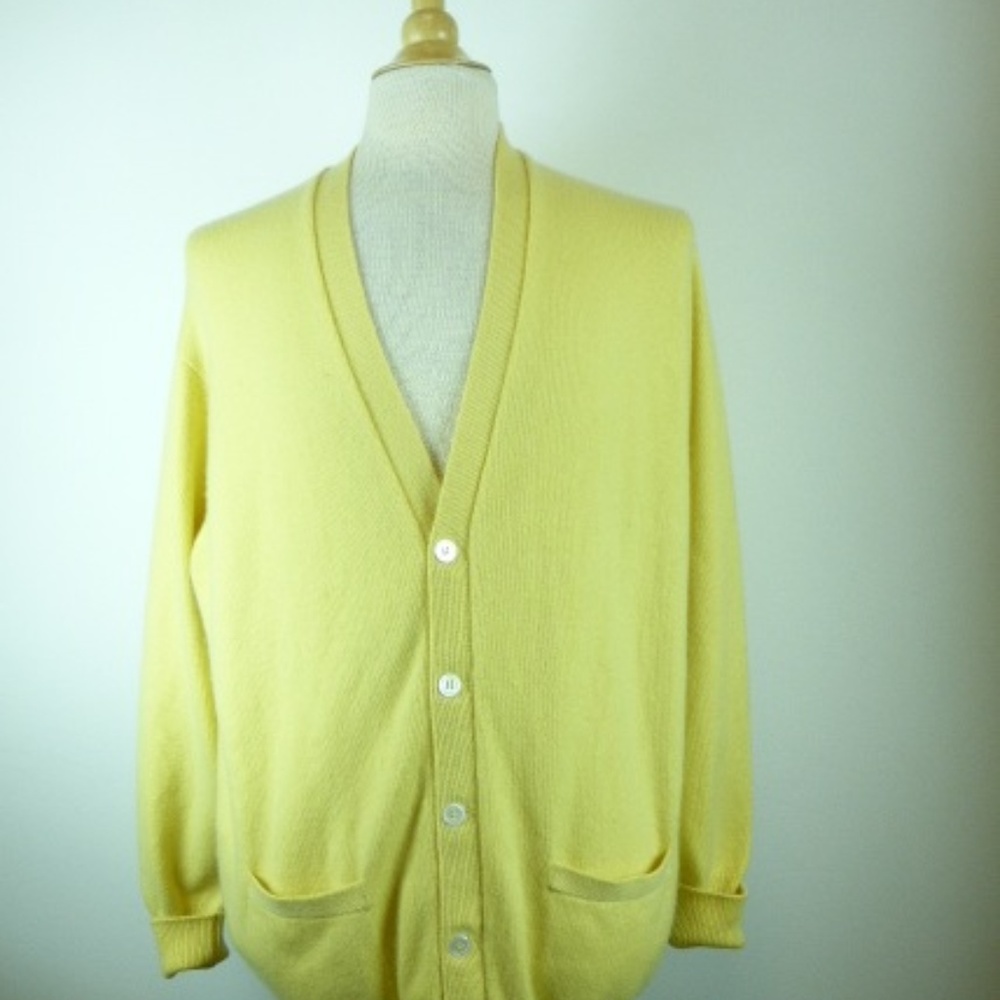 Scotch House yellow cashmere v cardigan 44 xl